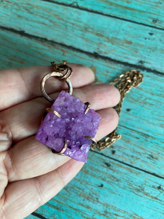 Purple Quartz Druzy Pendant