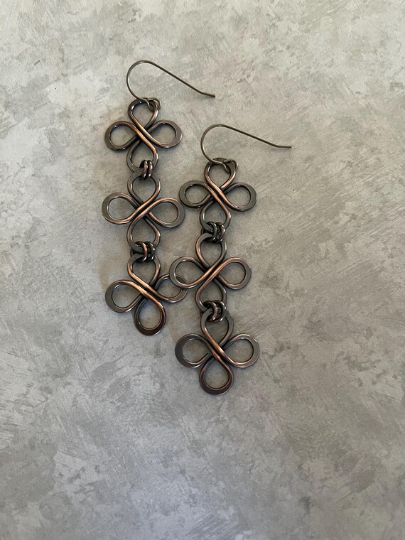 Three Tier Copper Wire Earrings