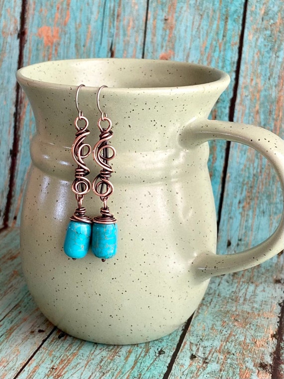 Blue Stone Copper Earrings