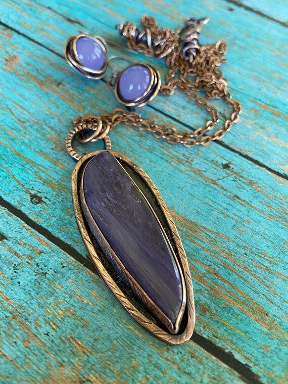 Rustic Purple Charoite Jade Copper Set