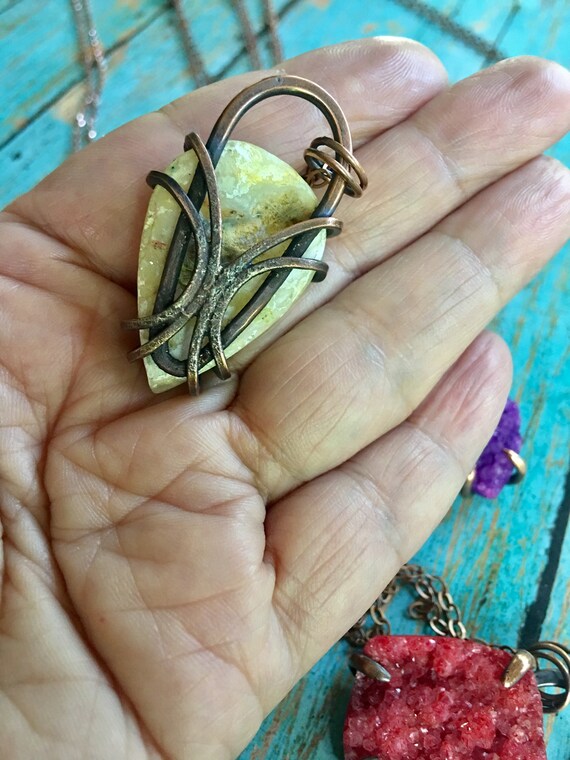 Yellow Quartz Druzy Pendant