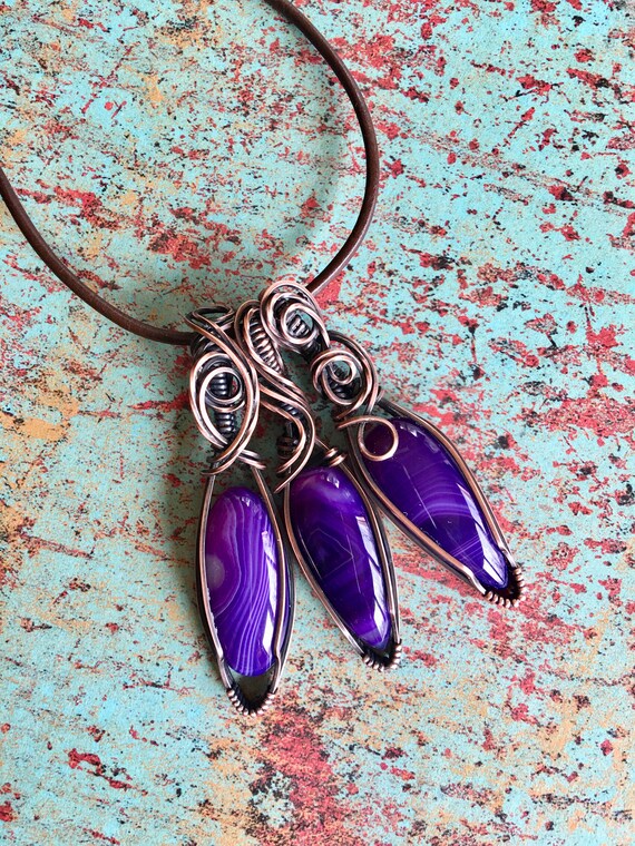 Purple Banded Agate Pendant
