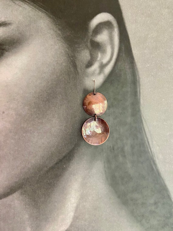 Long Copper Disks Earrings