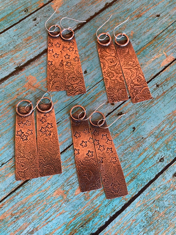 Rustic Hammered Copper Earrings