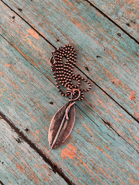 FoldFormed Copper Leaf Pendant