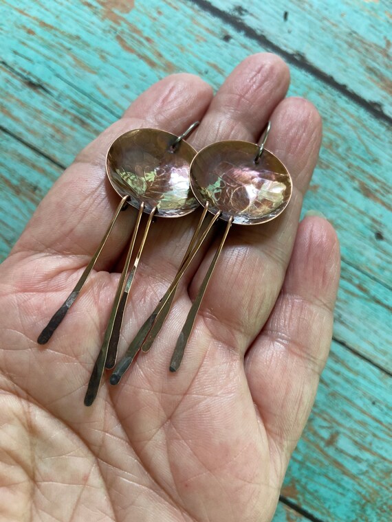 Long Copper Fringe Earrings
