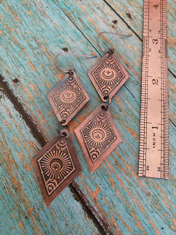 Two Teared Copper Earrings
