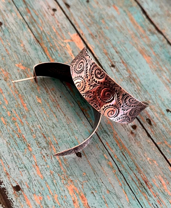 Lightweight Concave Copper Post Earrings