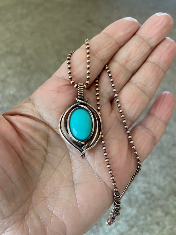 Light Blue Turquoise Copper Pendant
