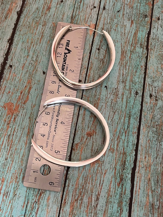 Large Lightweight Stering Silver Hoop Earrings