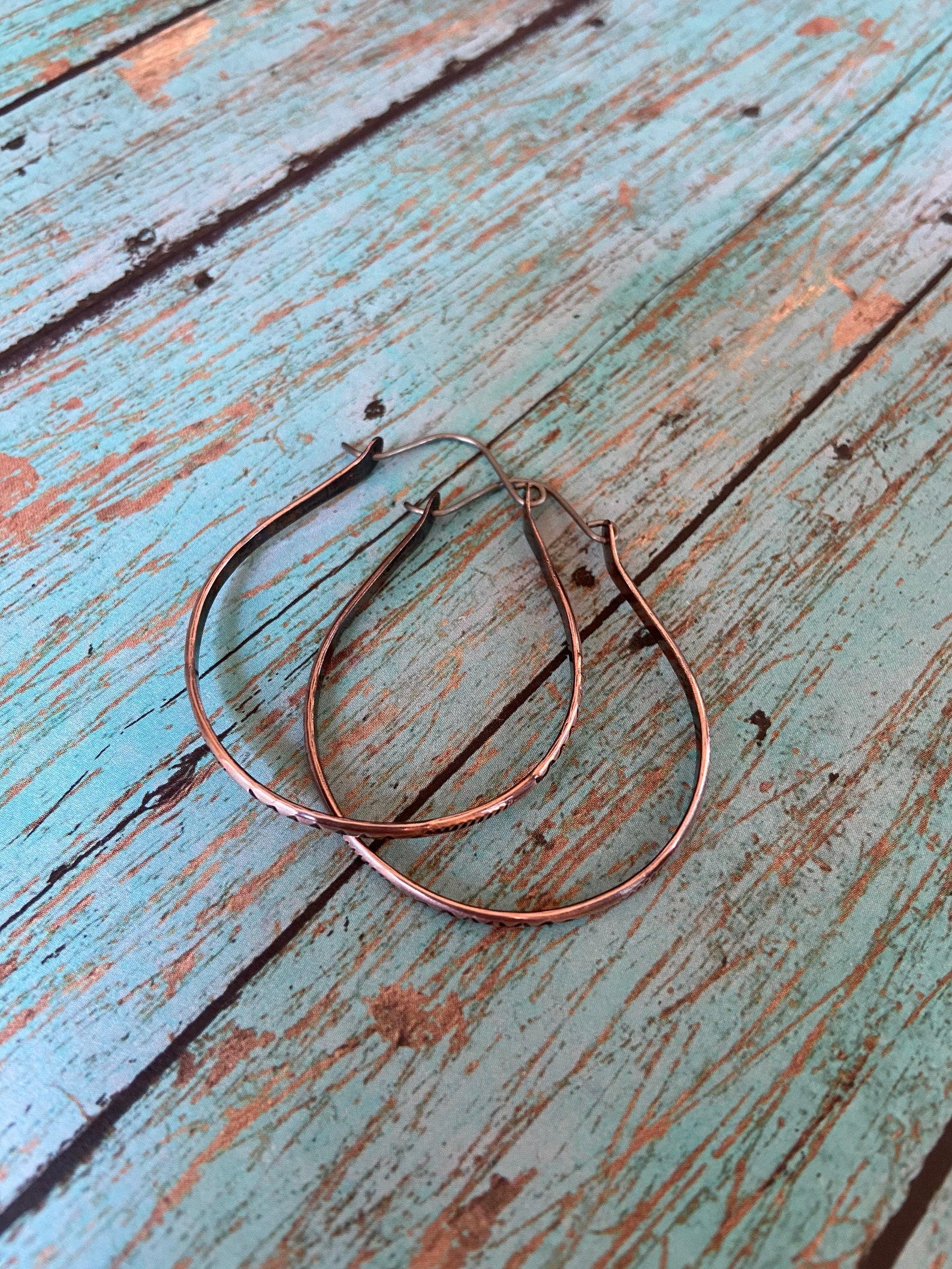 Oxidized Stamped Hoops