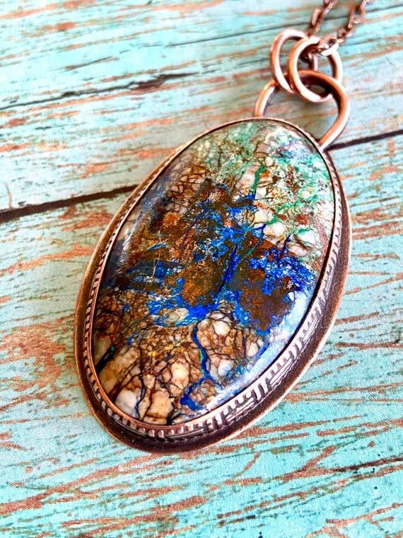 Azurite Malachite Copper Necklace