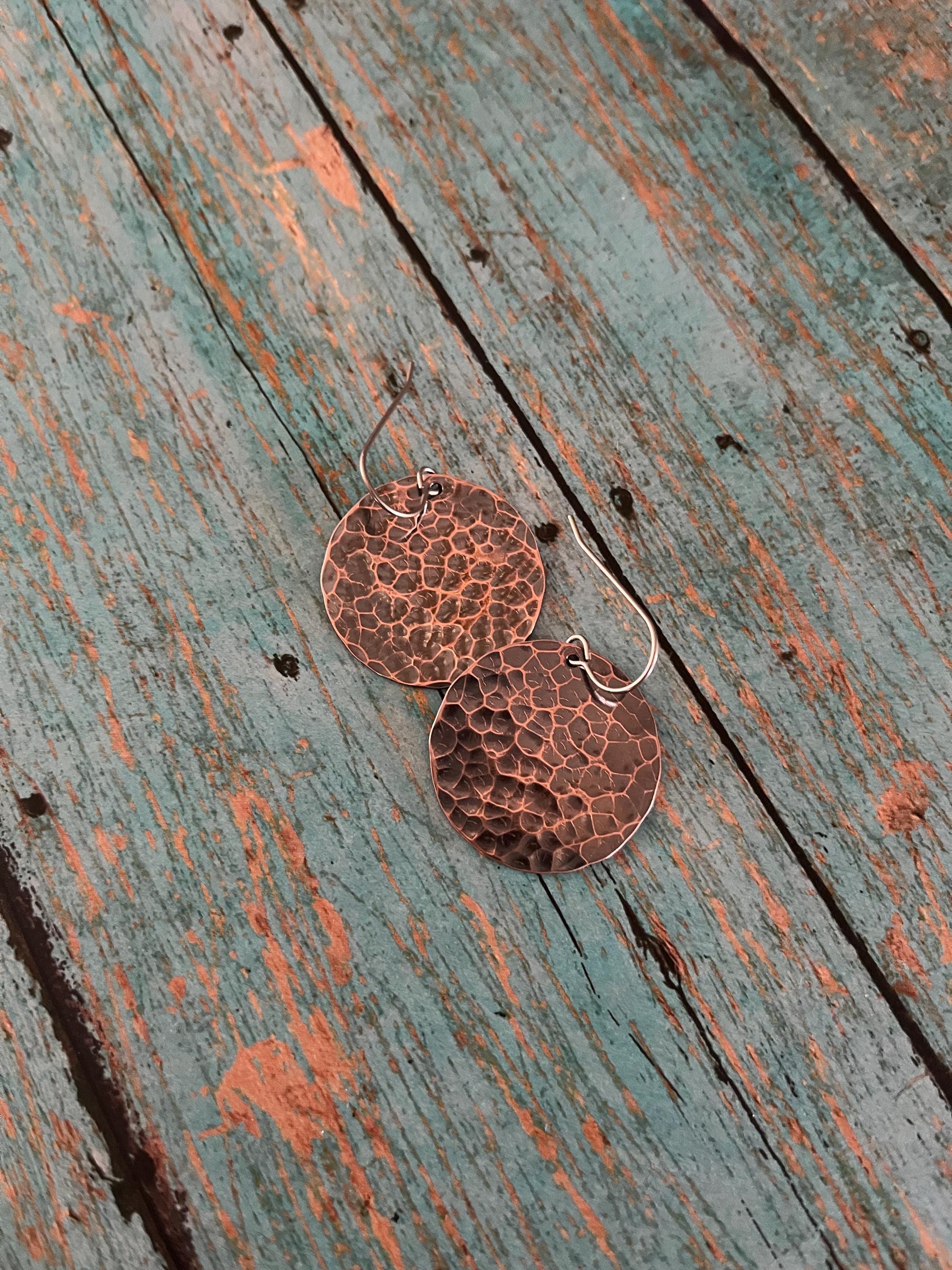 Small Copper Disk Earrings