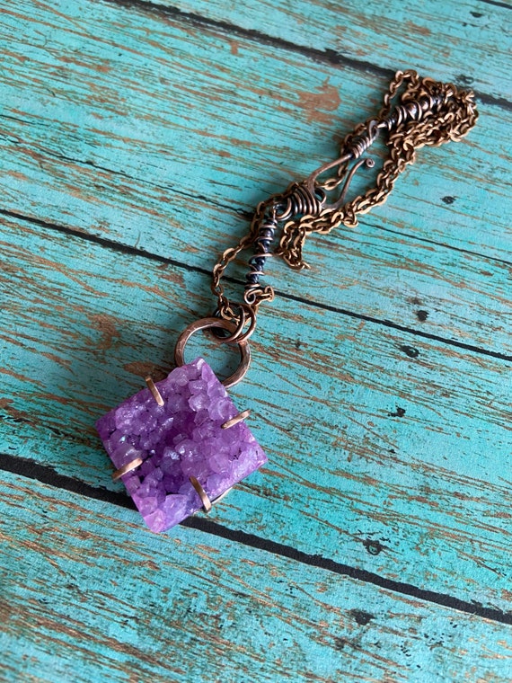 Purple Quartz Druzy Pendant