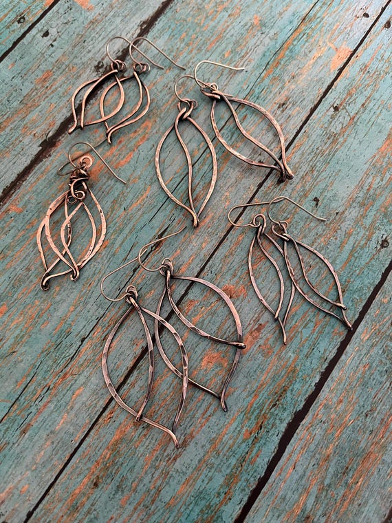 Lightweight Copper Fall Leaf Earrings