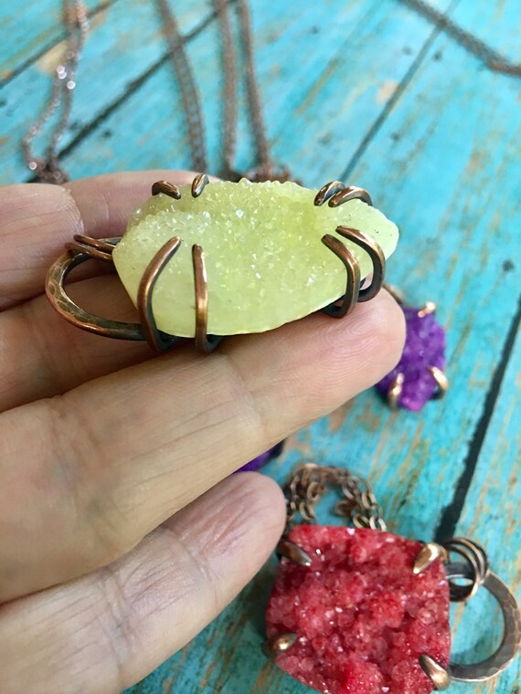 Yellow Quartz Druzy Pendant