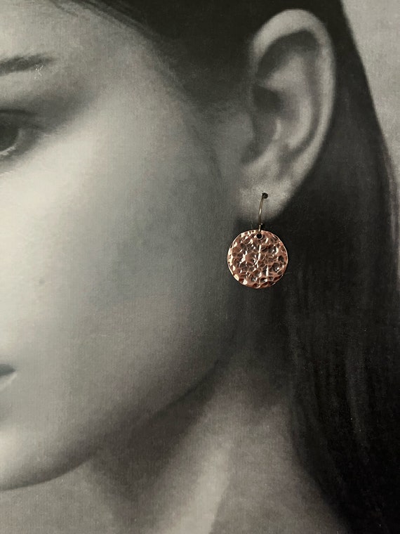 Small Copper Disk Earrings