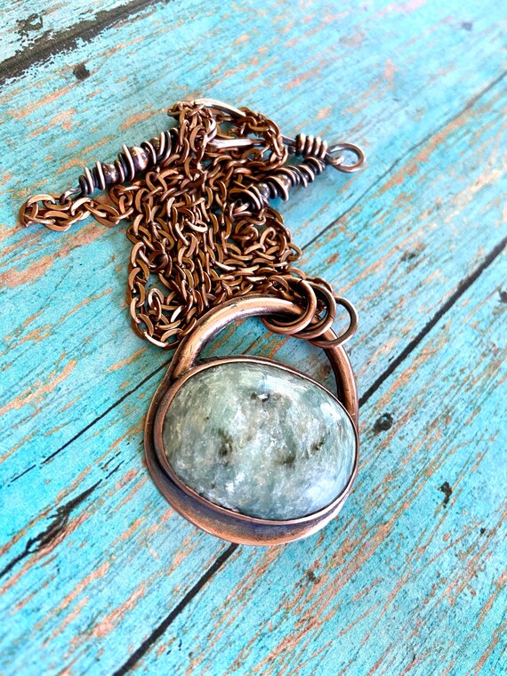 Rustic Paisley Boho Copper Stone Pendant