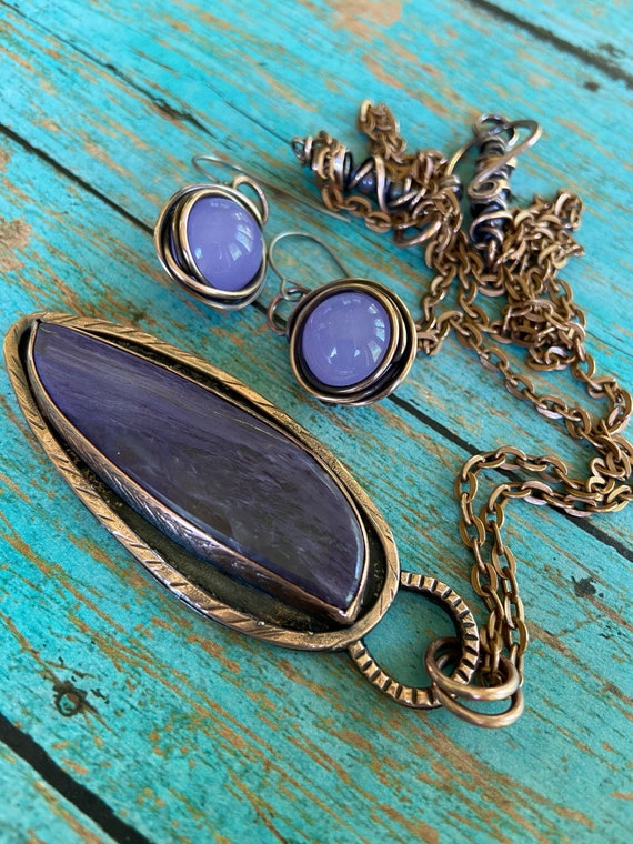 Rustic Purple Charoite Jade Copper Set