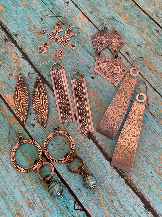 Two Teared Copper Earrings