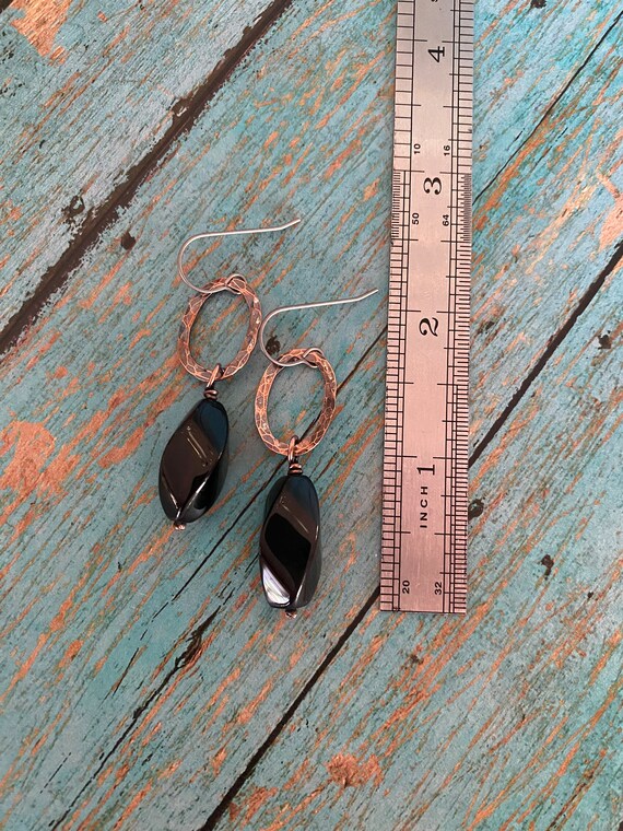 Black Onyx Copper Earrings