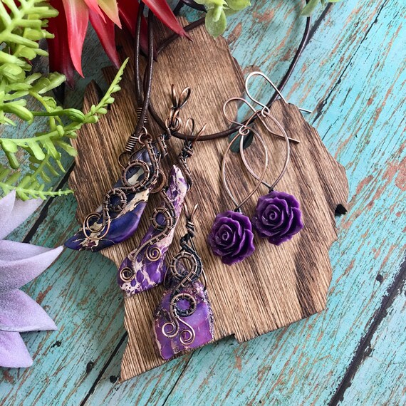 Purple Flower Boho Pendant