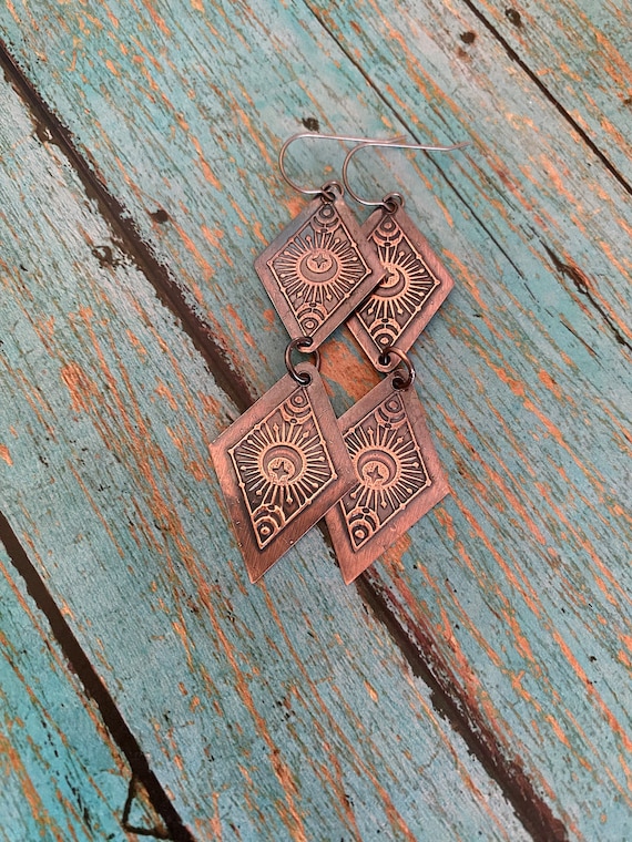 Two Teared Copper Earrings