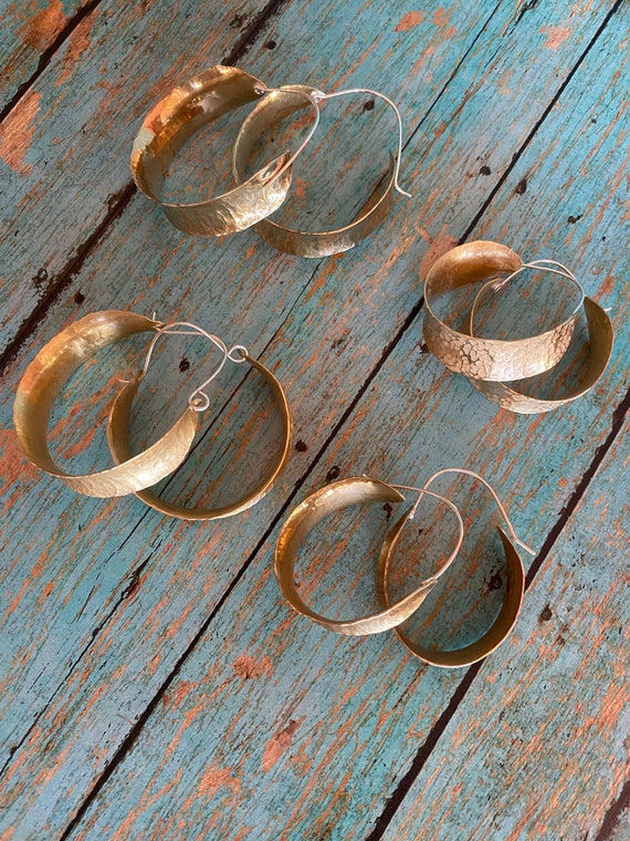 Saddle Brass Hoop Earrings