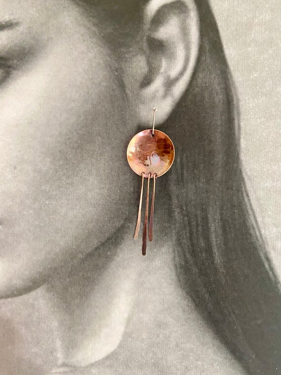 Long Copper Fringe Earrings