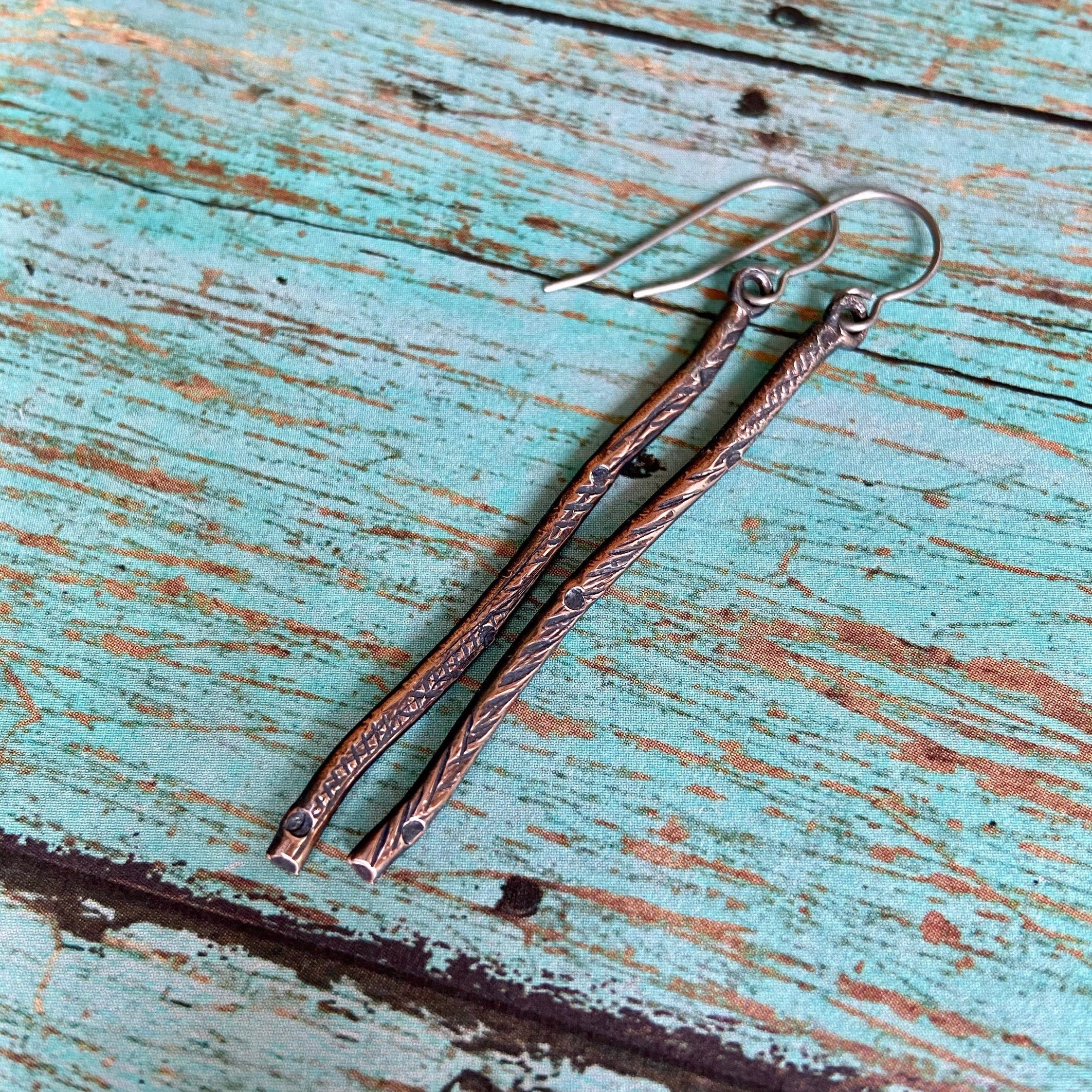 Copper Twig Earrings