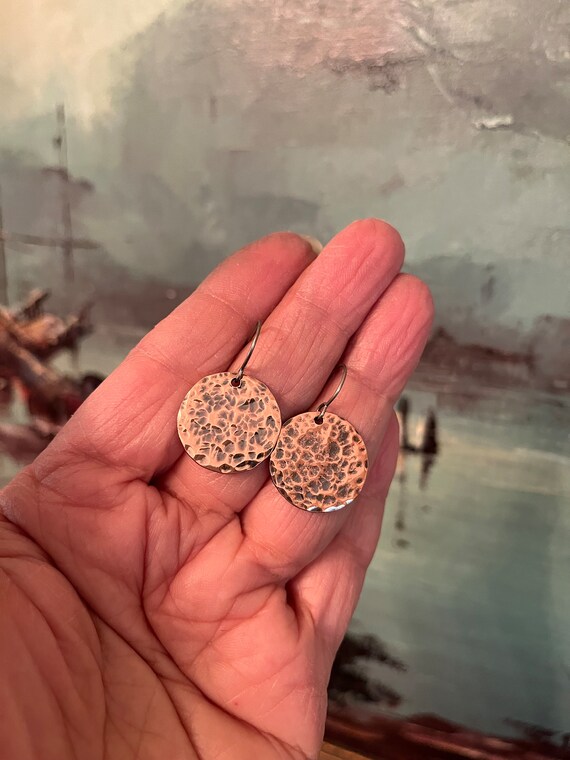 Small Copper Disk Earrings