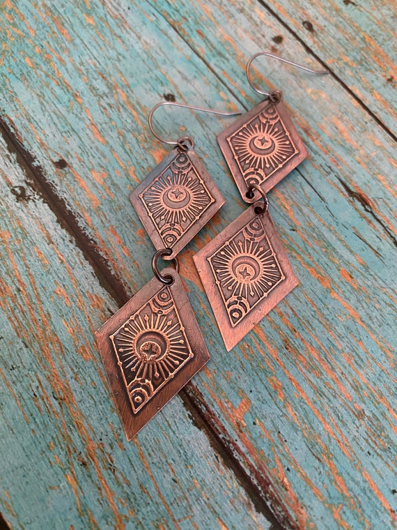 Two Teared Copper Earrings