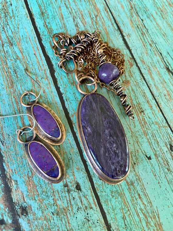 Purple Charoite Copper Pendant