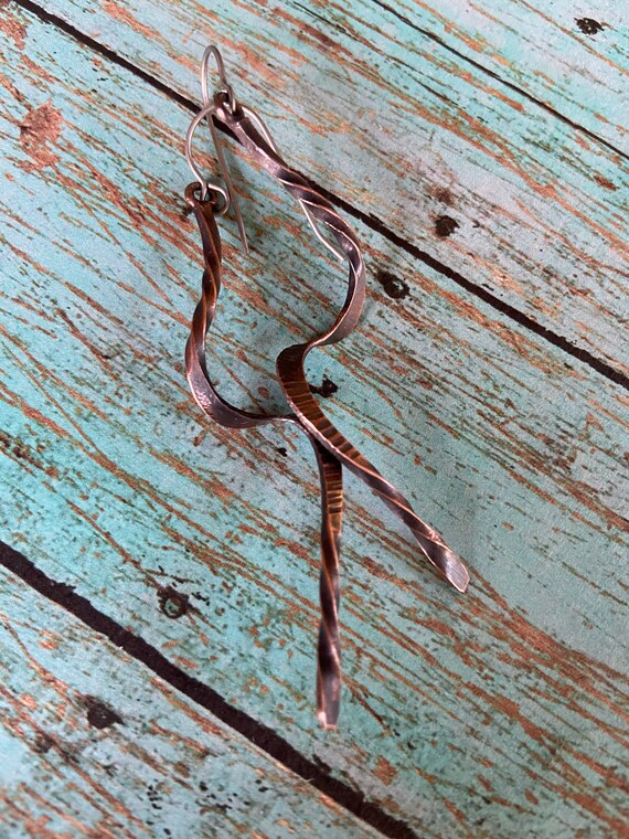 Twisted Spiral Copper Earrings