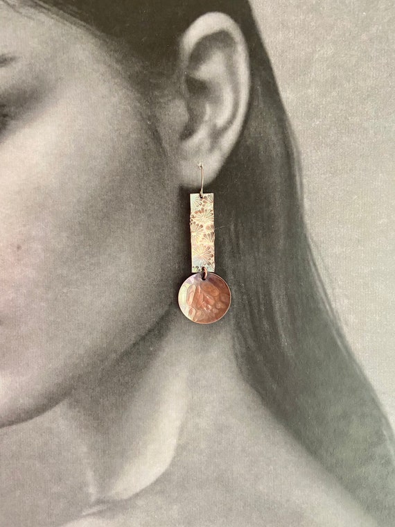 Long Copper Asymmetric Earrings