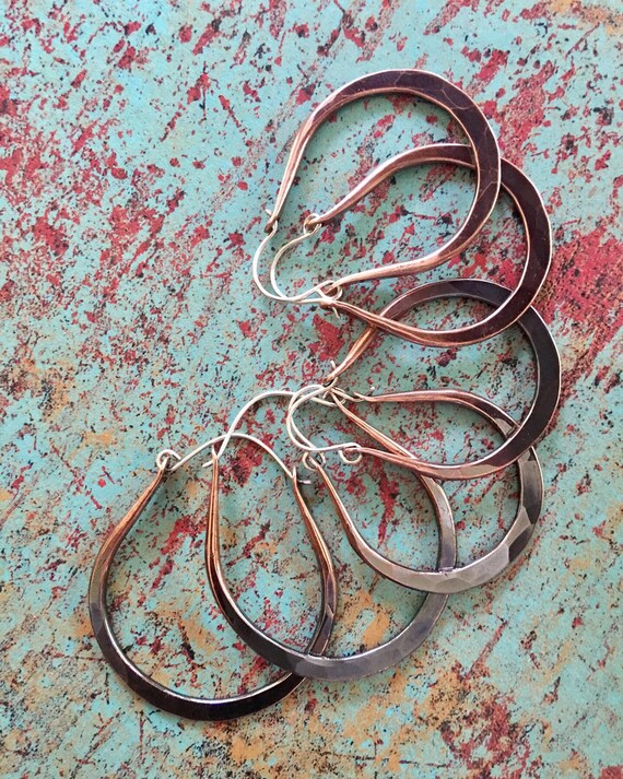 Stamped Oval Copper Stamped Hoops