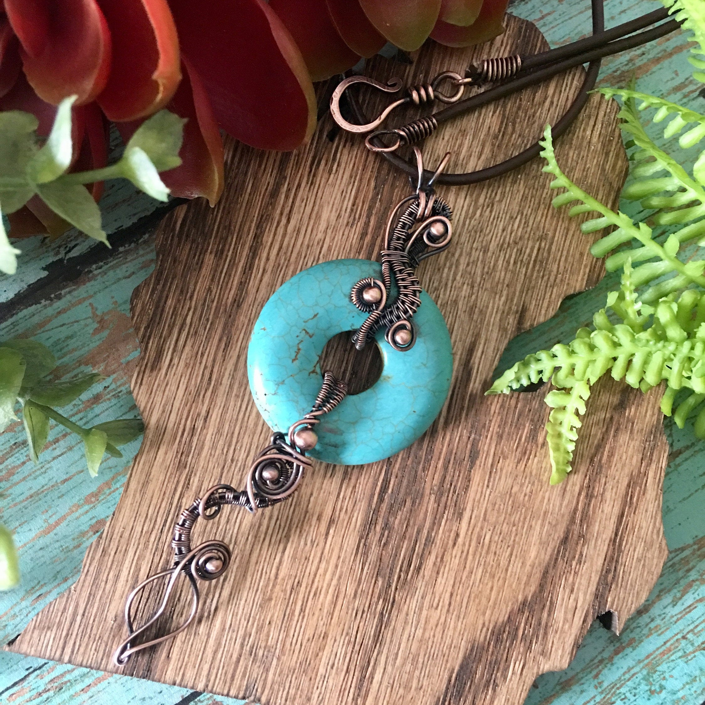 OOAK Turquoise Blue Boho Pendant