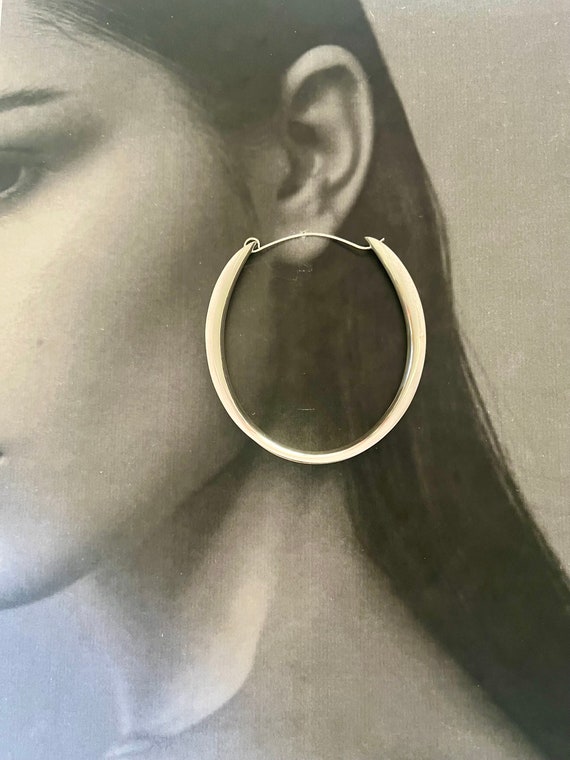 Large Lightweight Stering Silver Hoop Earrings