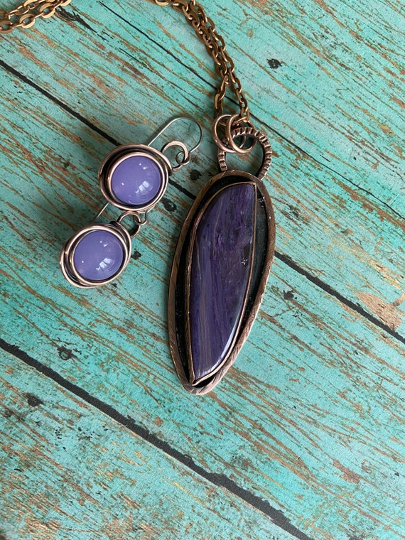 Rustic Purple Charoite Jade Copper Set