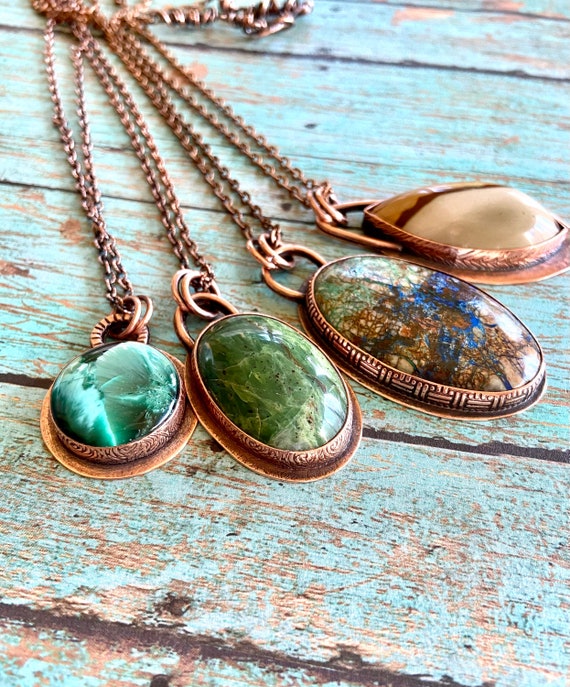 Azurite Malachite Copper Necklace