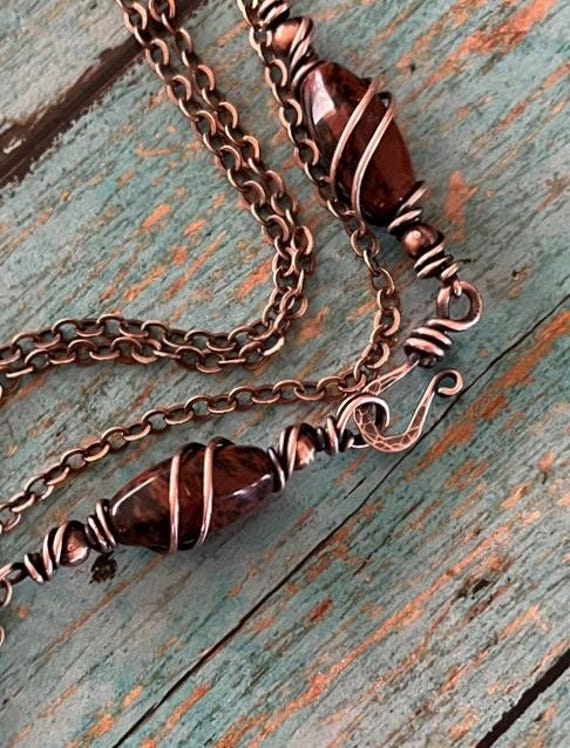 Mahogany Obsidian Copper Necklace