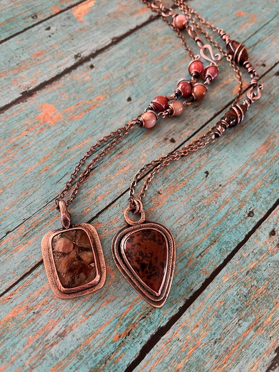 Mahogany Obsidian Copper Necklace