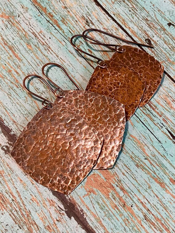 Small Rustic Square Hammered Copper Set