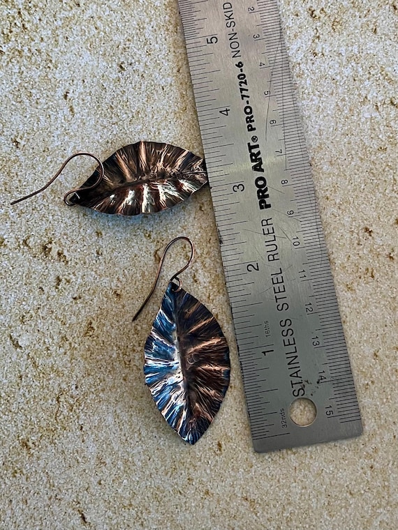Rustic FoldFormed Copper Leaf Earrings
