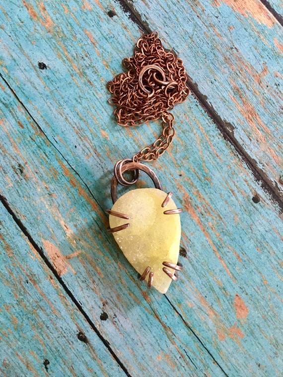 Yellow Quartz Druzy Pendant