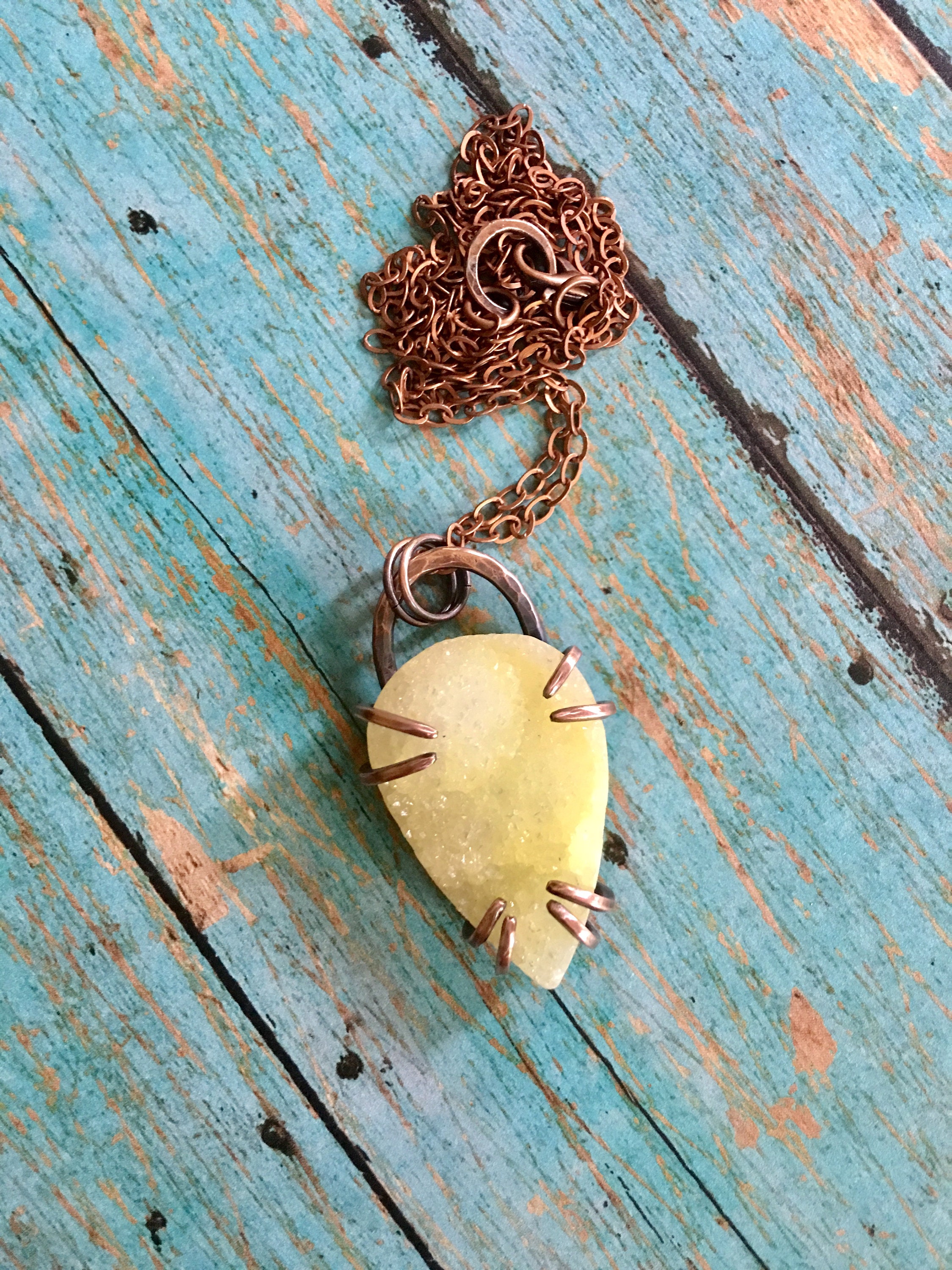 Yellow Quartz Druzy Pendant