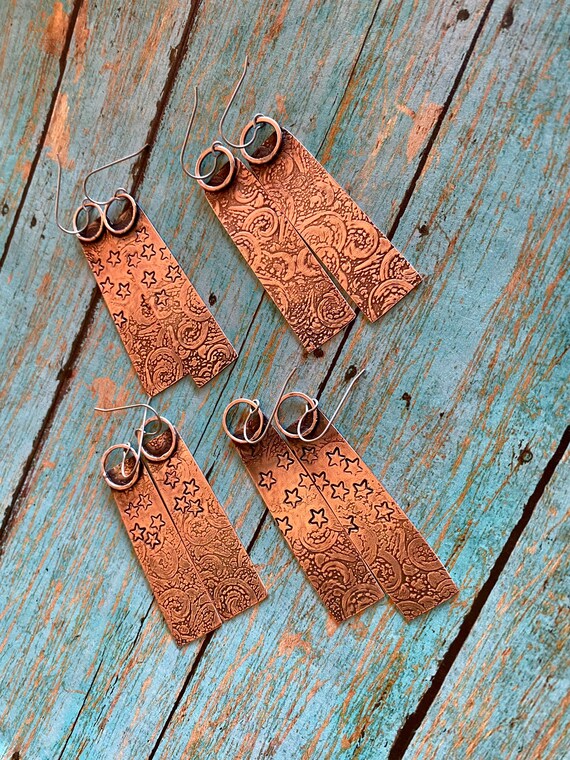 Rustic Hammered Copper Earrings