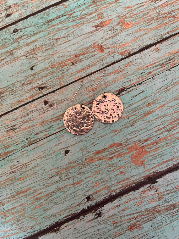 Small Copper Disk Earrings