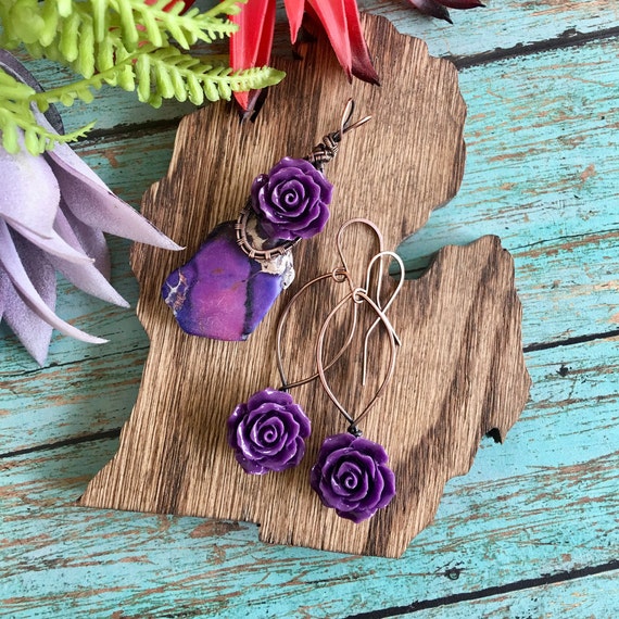 Purple Flower Boho Pendant