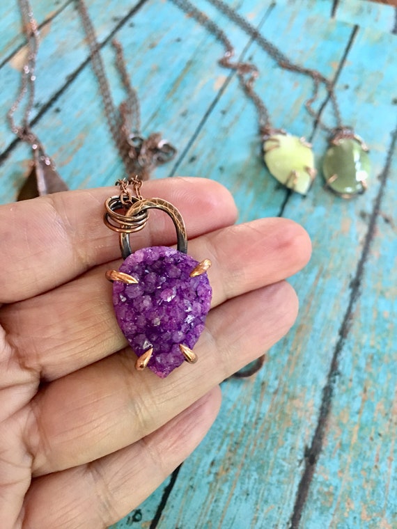 Purple Quartz Druzy Pendant